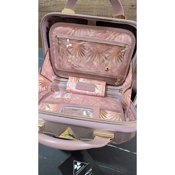 Triforce Firenze Rose Gold Diamond Pattern Hard Shell Travel Vanity Bag 12" - Picture 7 of 16